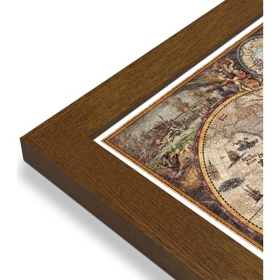 RayWorld Svět - nástěnná mapa Ray World Vintage 140 x 100 cm Varianta: mapa v dřevěném rámu, Provedení: Pegi tmavý ořech