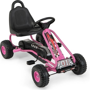 Costway Педално Го-Карт с Регулируема Седалка и Ръчна Спирачка, до 30 кг, Розово