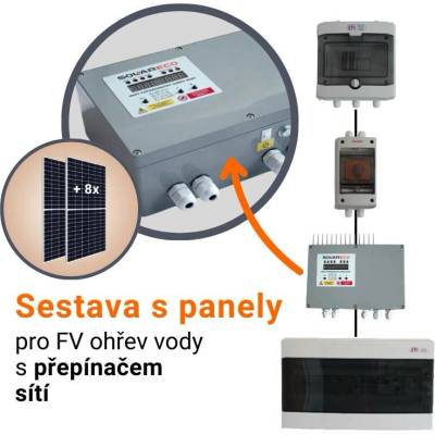 SolarEco solární set pro ohřev vody s přepínačem sítí MPPT DZD1.x AC 3kW PUIT 8x Jinko Solar 440Wp