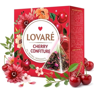 Lovaré Cherry Confiture černý zelený čaj 15 pyramid