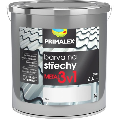 Primalex Metal 3v1 Farba na strechy 2,5L metal biela