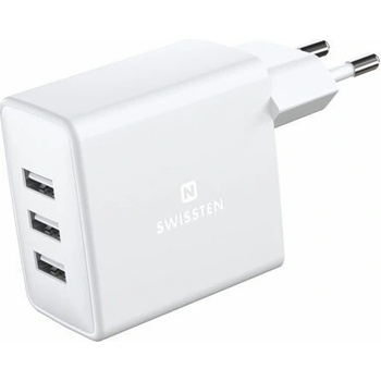 SWISSTEN SIEŤOVÝ ADAPTÉR 3x USB 3A 15W 22052100, biely