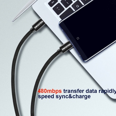 Swissten 71527211 Datový Textile USB-C USB-C 3m stříbrný