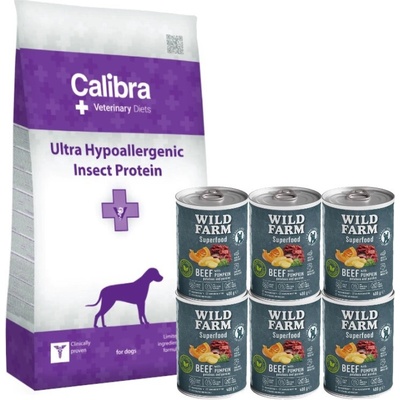 Calibra Vet Diet Dog Struvite Oxalate Management 12 kg & WILD FARM Superfood Hovädzie 6 x 400g krmivo pre psov bez obilnín