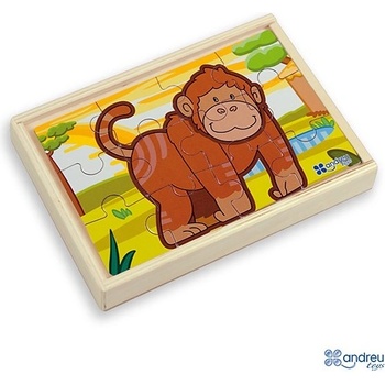 ANDREU Toys Комплект от 4 дървени пъзела Andreu toys - Джунгла (16460)