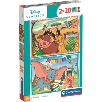 Clementoni Детски пъзел Clementoni от 2 х 20 части - Дисни класики (24837)