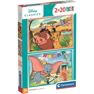 Clementoni Детски пъзел Clementoni от 2 х 20 части - Дисни класики (24837)