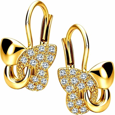 Zlaton Náušnice žluté zlato motýl se zirkony visací 1.5cm 1.95g N13112501656