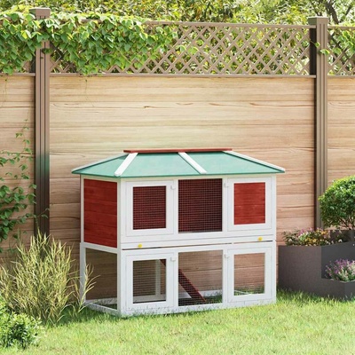 vidaXL 9799.170851 dvoupatrová červeno bílá 130 x 68 x 105 cm jedlové dřevo