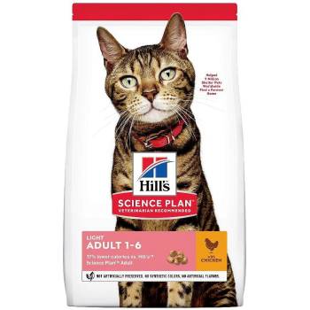 Hill's Hill's Science Plan Feline Adult Light Chicken - Пълноценна суха храна за котки над 1 година, склонни към натрупване на наднормено тегло, с пилешко -1, 5кг