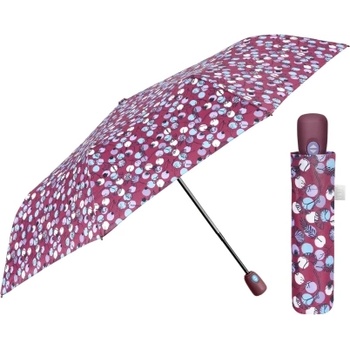 Дамски сгъваем автоматичен Open-Close чадър Perletti Time 26363, Бордо/ сини точки