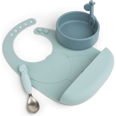 Done by deer Комплект за вечеря Peekaboo с лигавник с джоб син 3 части (1516522)