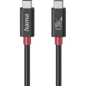 Hama Кабел USB-C еMarker, USB 4 Gen 4, 80 Gbit/s, 1 м, 5 A, 240 W , черен (HAMA-200799) - pcbuild