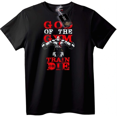 NOONEBRAND Тениска Бог на фитнеса - Тренирай или умри - 4XL, Black