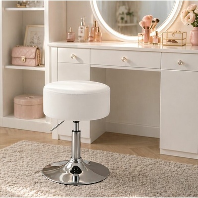 FurniGO - Taburetka Tonia bílo-stříbrná – Zboží Dáma