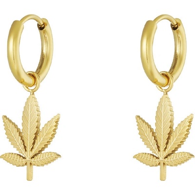 Ornamenti Pozlacené náušnice Cannabis gold OOR350036