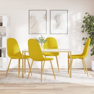 vidaXL Трапезни столове, 4 бр, горчица, кадифе (325686)
