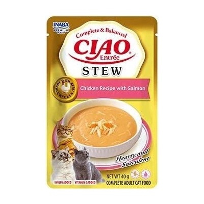 INABA Cat Ciao Stew krémová mačka s príchuťou kurčaťa a lososa, 40 g