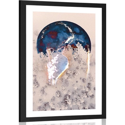 Plakát s paspartou zamilovaný pár v objetí lesa - 60x90 no frame