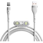 Baseus Кабел Baseus Zinc Magnetic Safe Fast Charging Data Cable (CA1T3-A02), от USB A(м) към Lightning(м)/USB C(м)/microUSB(м), магнитни накрайници, 1m, бял (CA1T3-A02 / 48158)