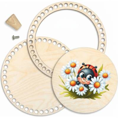 Woody Crafts Sada na košík 25 cm s prstencem a víkem - Beruška
