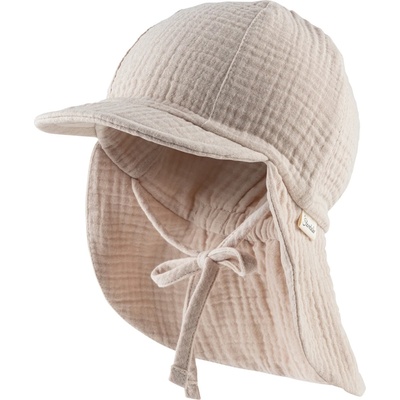 Sterntaler Детска шапка с козирка Sterntaler Kids' Peaked Cap with Neck Flap Muslin, Tie Cap - Beige - размер 43 cm (904-3662-0111)