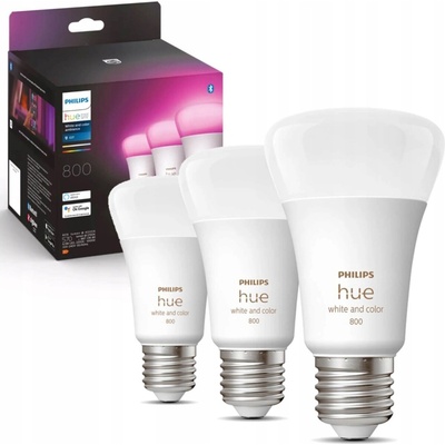 Philips Hue Bluetooth LED White and Color Ambiance set 3ks žiaroviek E27 A60 3x6,5W 3x800lm 2000-6500K RGB biele stmievateľné