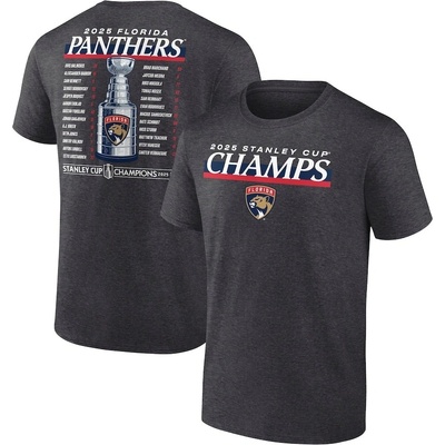 Fanatics pánské tričko Florida Panthers 2025 Stanley Cup Champions Give & Go Roster T-Shirt Heather Charcoal