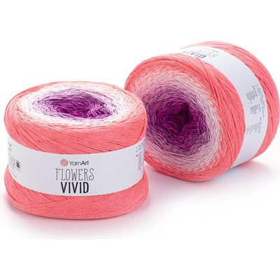 Yarn Art Flowers Vivid 511 fialová, bílá, neonově oranžová
