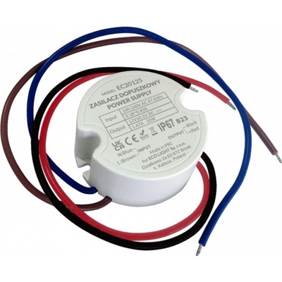 Napájecí zdroj pro LED 12V DC 20W 1,67A pro krabici FI 60, hermetický, IP67 EC20125