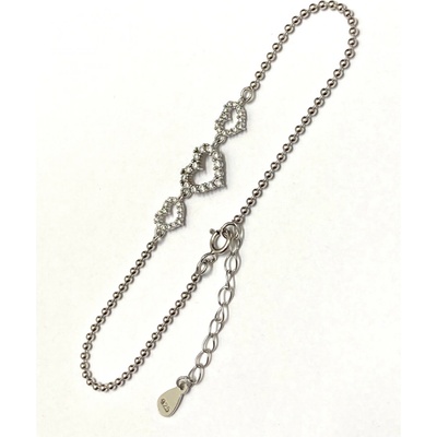 Zlatnictví Zlatíčko stříbrný náramek zirkonová srdíčka 18.AGB325