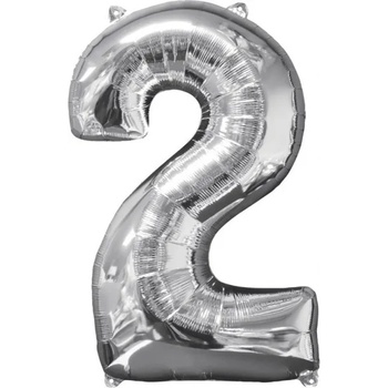 Image 1 of Amscan Балон от фолио - число 2 сребърен 66см