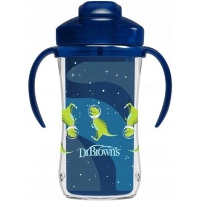 Dr.Browns termální hrneček se slámkou Dino Straw Cup modrý 300 ml