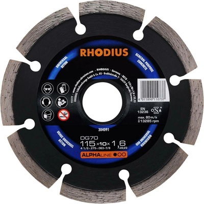 Rhodius 304091 DG70 diamantový řezný kotouč Průměr 115 mm Ø otvoru 22.23 mm beton 1 ks
