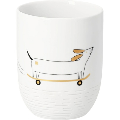 räder Porcelánový hrnek Dachshund Skateboard, bílá barva, porcelán