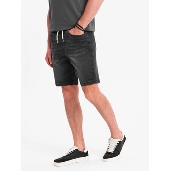 Ombre Clothing Мъжки шорти с еластична талия и изтрит ефект - черно Ombre Clothing | Cheren | МЪЖЕ | S