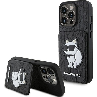 KARL LAGERFELD Кейс Karl Lagerfeld KLHCP15LSAKCNSCK за iPhone 15 Pro 6.1", черен / черен, твърд, Saffiano Cardslots and Stand Monogram Choupette (3666339169619)