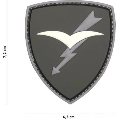 Gumová nášivka 101 Inc znak Paratroopers Brigade - sivá