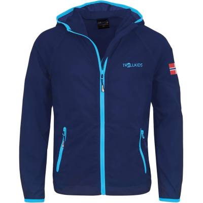 TROLLKIDS Детско ветрозащитно яке Trollkids Kids Fjell Running Jacket Windproof jacket - Navy / Medium Blue - размер 128 (EU) (718-0014-0415)