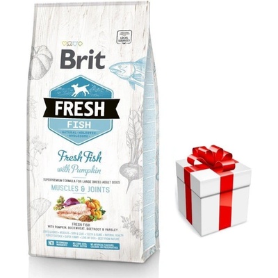 Brit Fresh Fish & Pumpkin Adult Large Muscles & Joints 12кг + безплатна изненада за кучето