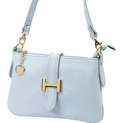 Luka dámska kožená malá crossbody kabelka svetlomodrá na rameno 25-068
