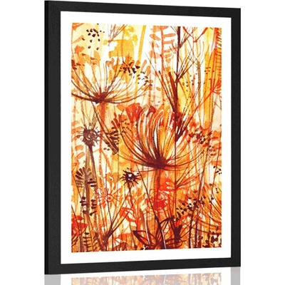 Plakát s paspartou pampeliška v oranžových odstínech - 40x60 no frame