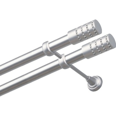 OK-GarnýžeCZ - Garnýže kovová dvouřadá 25/25mm Cylinder crystal double satina 250 cm do stěny / na tunýlek - bez kroužků