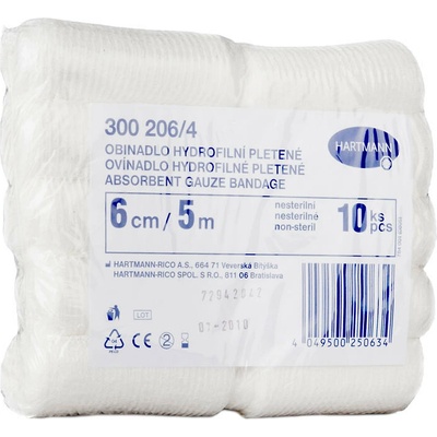 Hartmann OVÍNADLO HYDROFILNÉ pletené nesterilné 6 cm x 5 m 10 ks