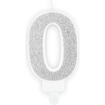 Image 1 of PartyDeco Свещ за рожден ден сребърна число 0
