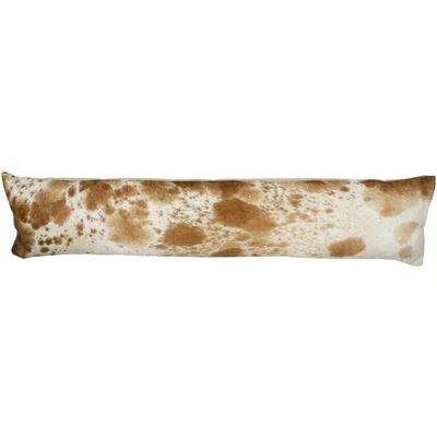 Mars & More Bielo-hnedý kožený dlhý vankúš z hovädzej kože Cow black 90x20x10