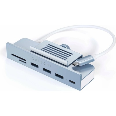 USB Хъб Satechi USB-C Clamp Hub (ST-UCICHB), 6 порта, от USB Type-C към 1x USB Type-C/3x USB 3.0 Type-A, MicroSD/SD слот, за Apple iMac 24 (2021), 5000 Mbit/s, син (ST-UCICHB / 54360)