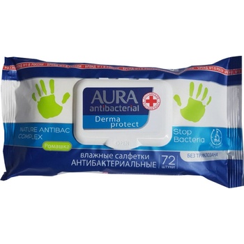 Aura Antibakteriální vlhčené ubrousky na ruce s heřmánkem 72 ks