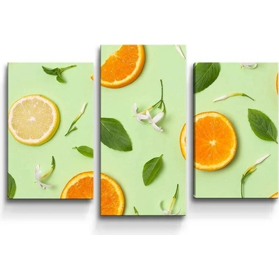 Sablio Obraz - 3-dílný Citrus a květ - 75x50 cm