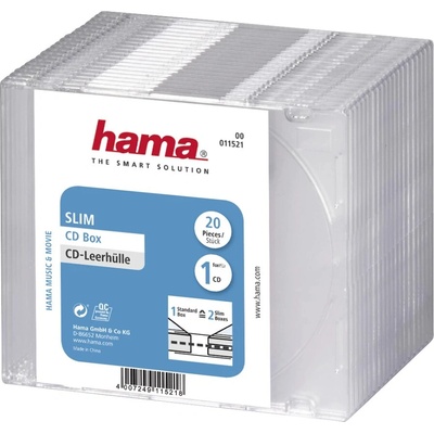 HAMA CD tenký box, balenie po 20 kusov, priehľadný, zásobné balenie - 00011521